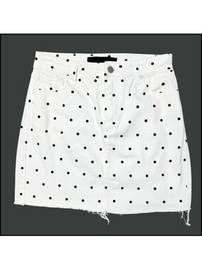 Tinsel White Polka Dot Denim Mini Skirt Size 27